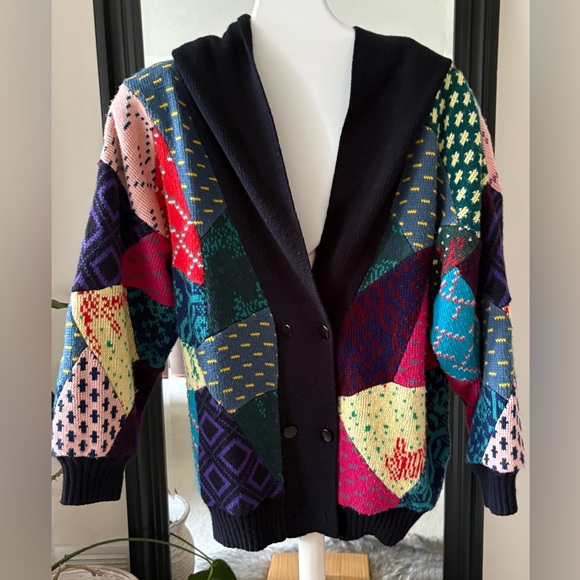 Lilly of California Sweaters - LILLY OF CALIFORNIA Vintage Patchwork Colorful Warm Cardigan Sweater Jacket